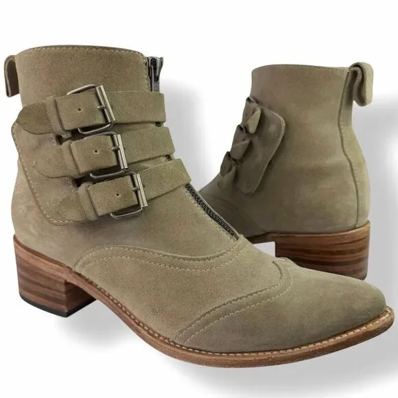 Sendra Western Moto Buckle Ankle Boots Tan Suede Triple Strap Women’s 9.5 - Picture 13 of 13
